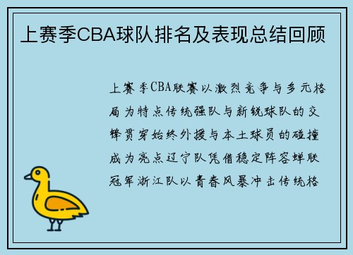 上赛季CBA球队排名及表现总结回顾