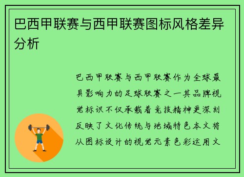 巴西甲联赛与西甲联赛图标风格差异分析